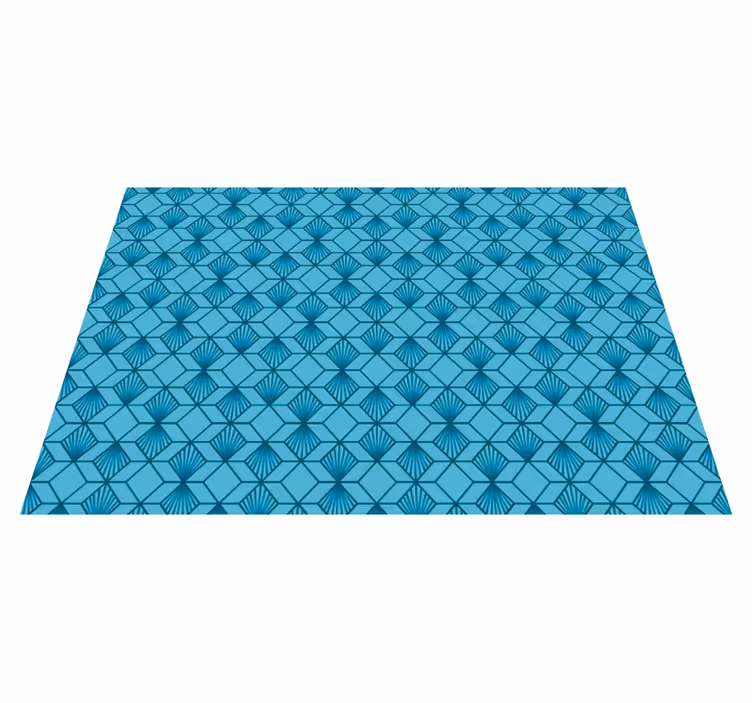 Dywan geometryczny wzór z niebieskim sześcianem - TenStickers