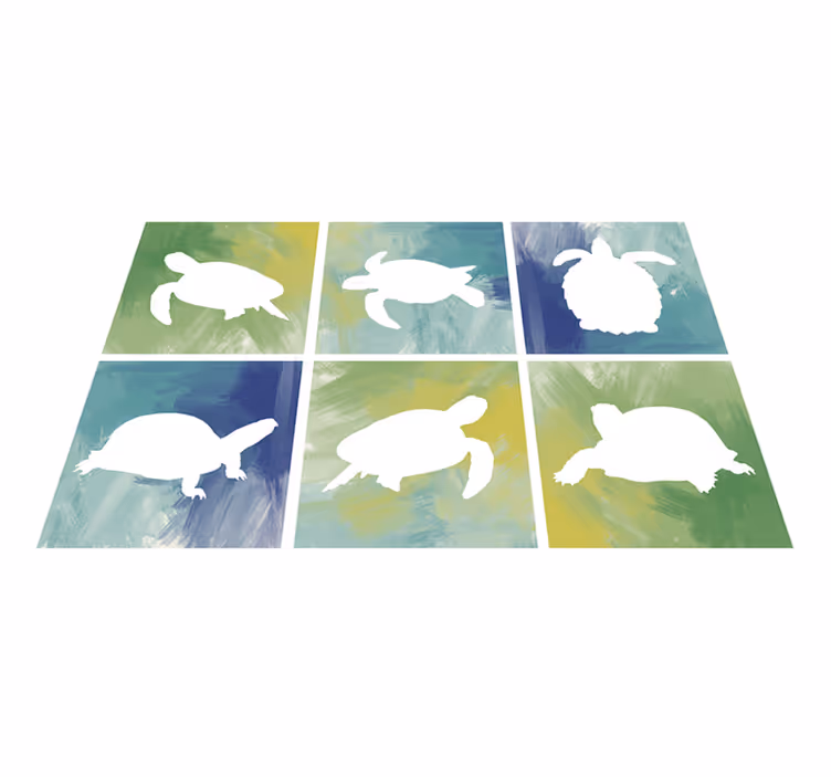 Dywan winylowy zwierzęta mozaika sylwetki żółwia - TenStickers