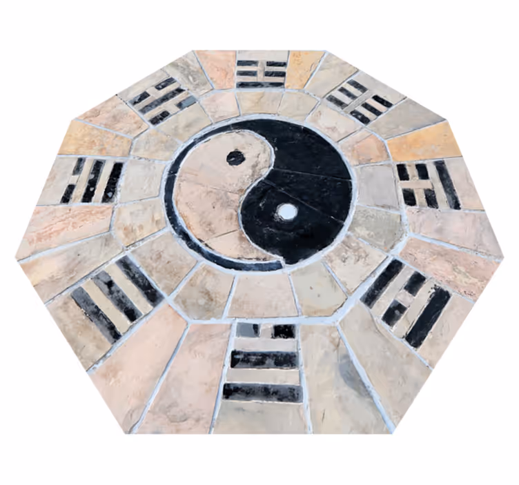 Marmurowy dywan z teksturą ying i yang - TenStickers