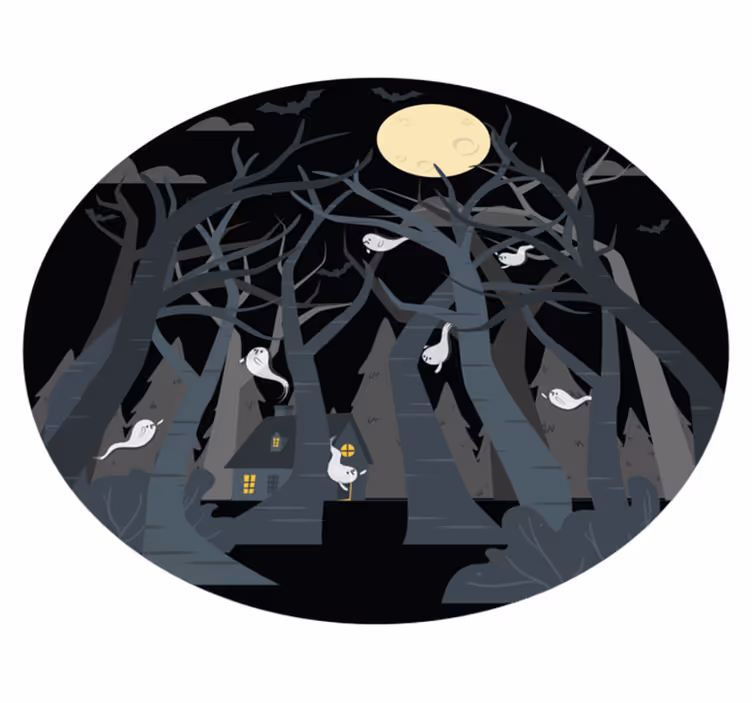Dywan winylowy na halloween straszna scena leśna - TenStickers