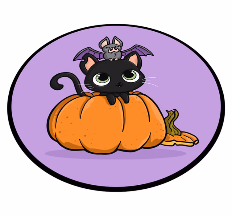 Dywan winylowy na halloween halloweenowy nietoperz kot - TenStickers