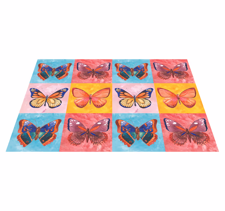 Dywan winylowy w kwiaty i rośliny tablica kolorowych motyli - TenStickers
