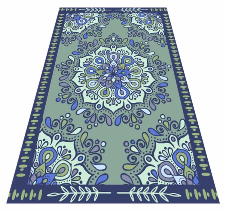 Wyblakły zielony dywan winylowy mandala - TenStickers