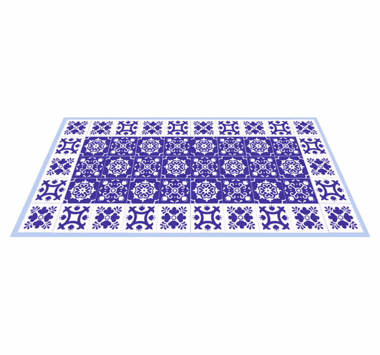 Dywan winylowy do łazienki niebieski wzór ceramiczny - TenStickers