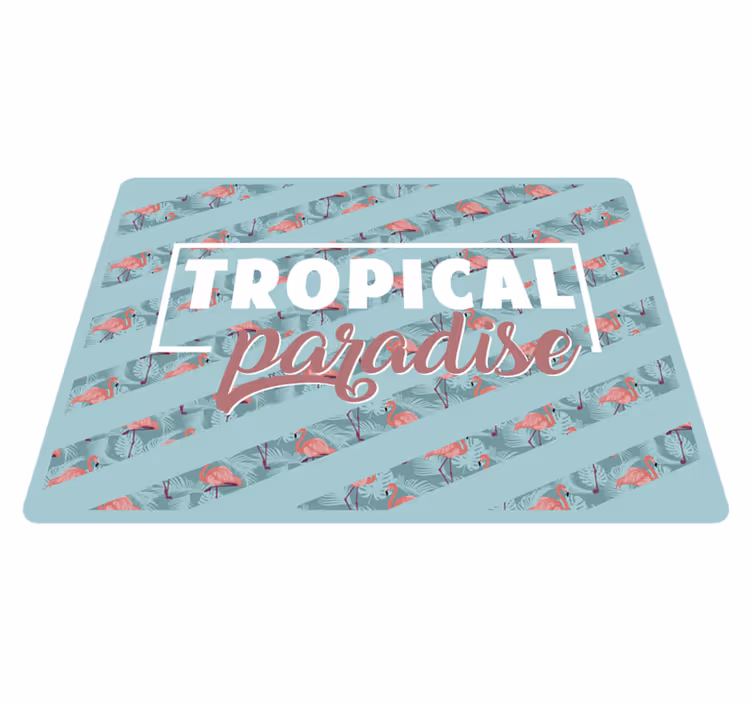 Dywan z tekstem flamingi tropikalny raj - TenStickers