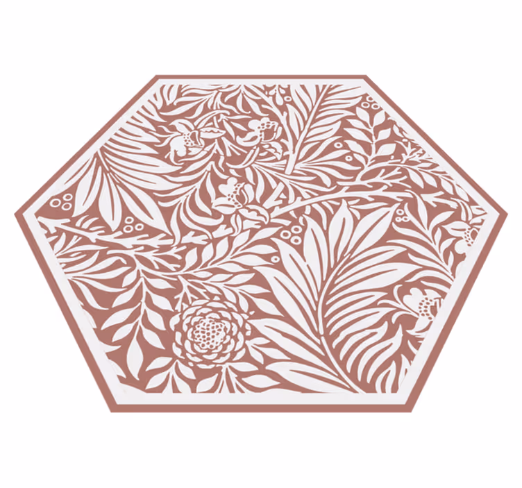 Dywan winylowy w kwiaty i rośliny w hexagonie - TenStickers