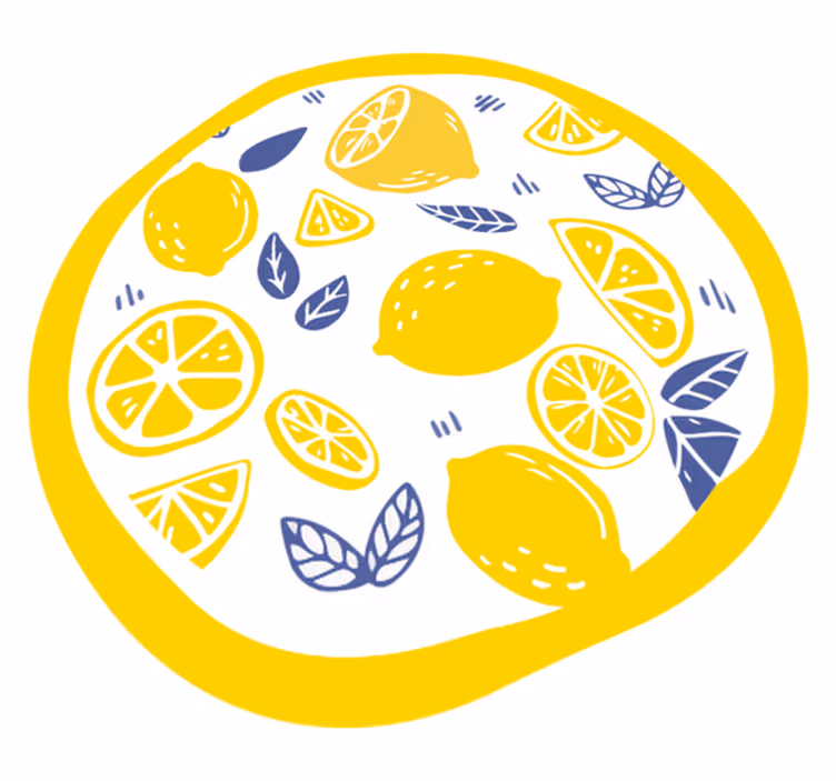 Dywan winylowy w kwiaty i rośliny koło z wzorem cytrusowym - TenStickers