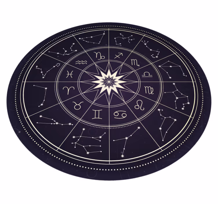 Okrągły dywan winylowy kompas astrologiczny - TenStickers