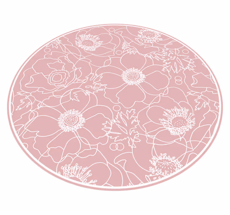 Dywan winylowy w kwiaty i rośliny motyw kwiatowy zarys - TenStickers