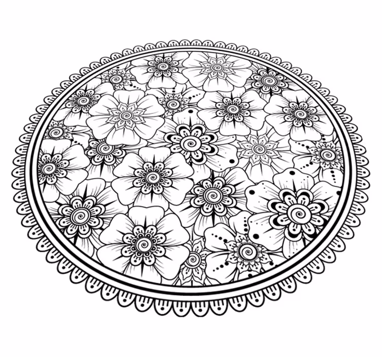 Okrągły dywan Czarna mandala - TenStickers