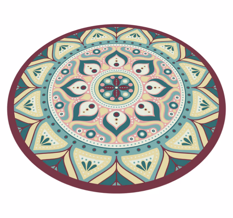 Okrągły dywan winylowy Wielokolorowa mandala - TenStickers