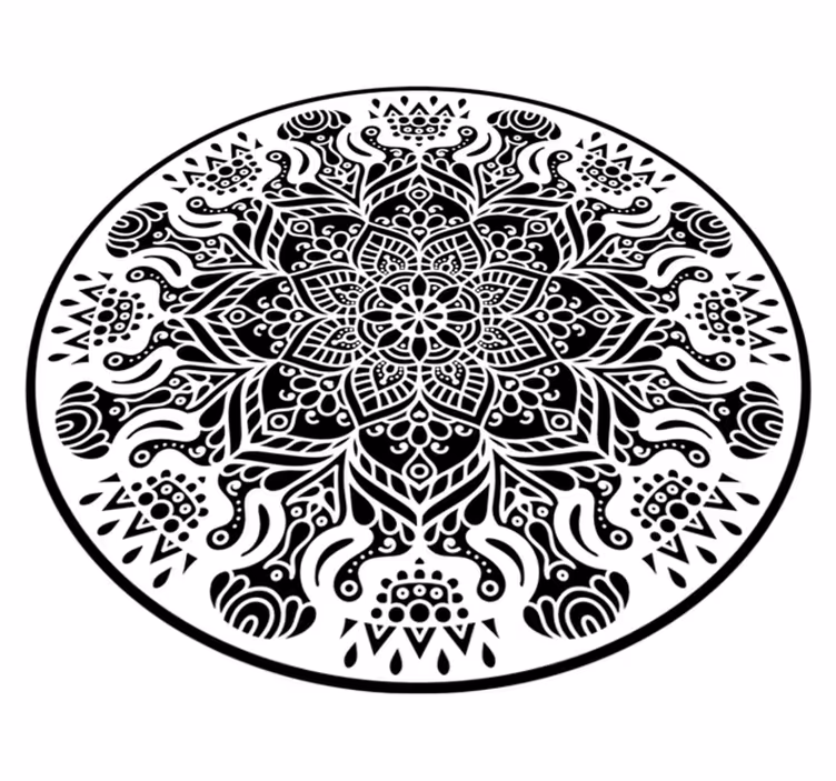 Czarno-biały dywan mandala - TenStickers