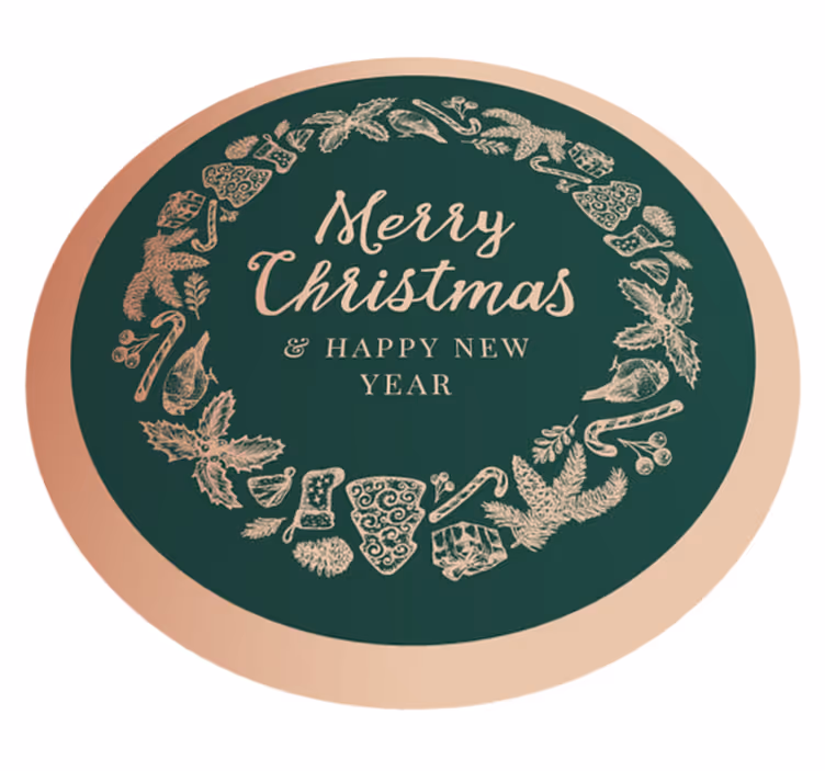Mata bożonarodzeniowa Merry Christmas na zielonym tle - TenStickers