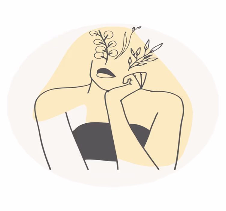 Dywan winylowy w kwiaty i rośliny elegancka grafika liniowa - TenStickers