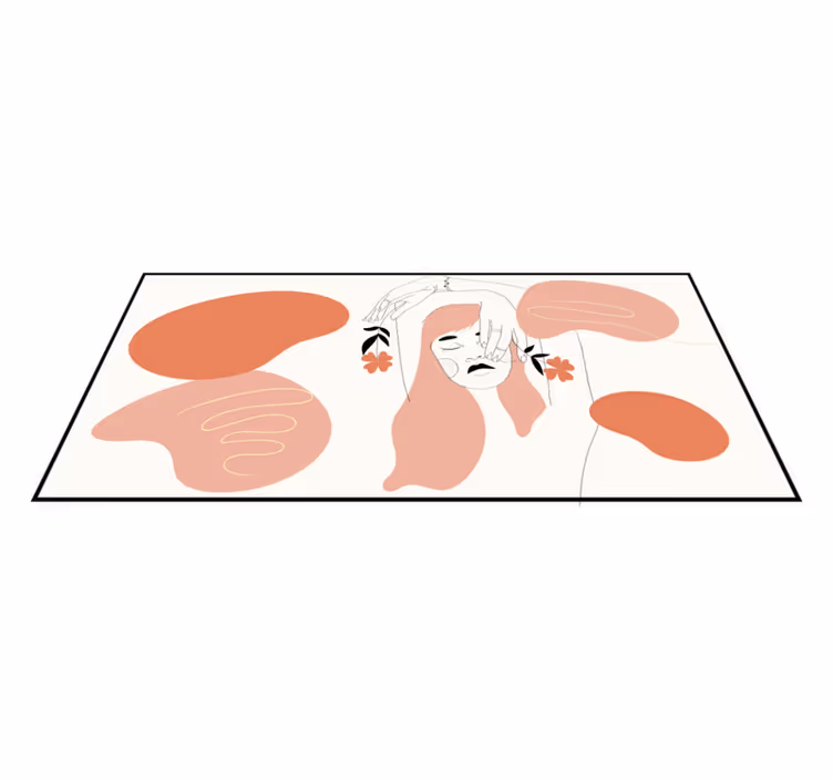 Minimalistyczny dywan winylowy abstrakcyjna sztuka twarzy - TenStickers