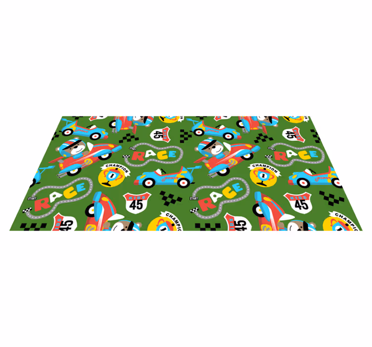 Dziecięcy dywan winylowy zabawny tor wyścigowy - TenStickers