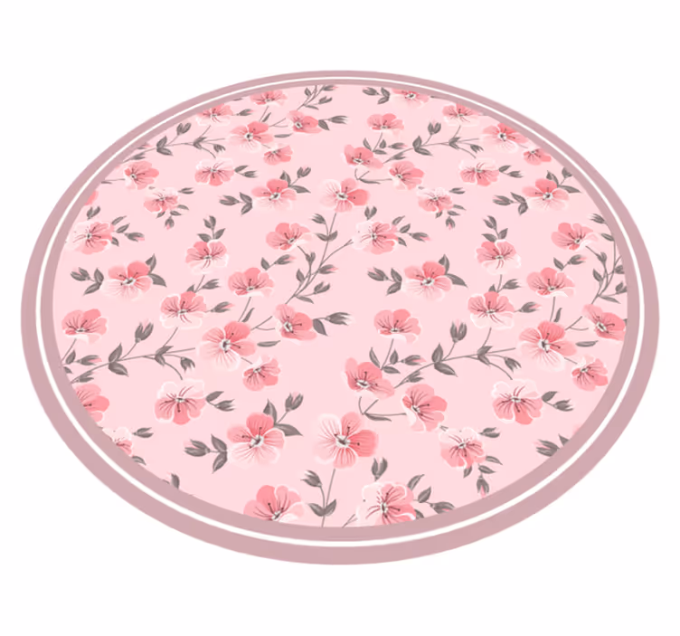 Dywan winylowy w kwiaty i rośliny kwiatowy projekt koła - TenStickers