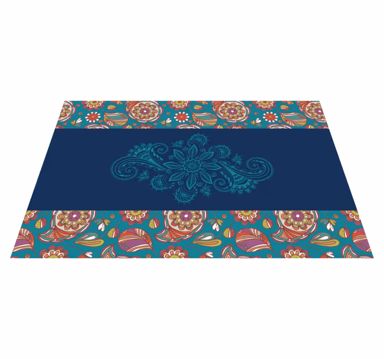 Dywan winylowy w niebieskie wzory paisley - TenStickers