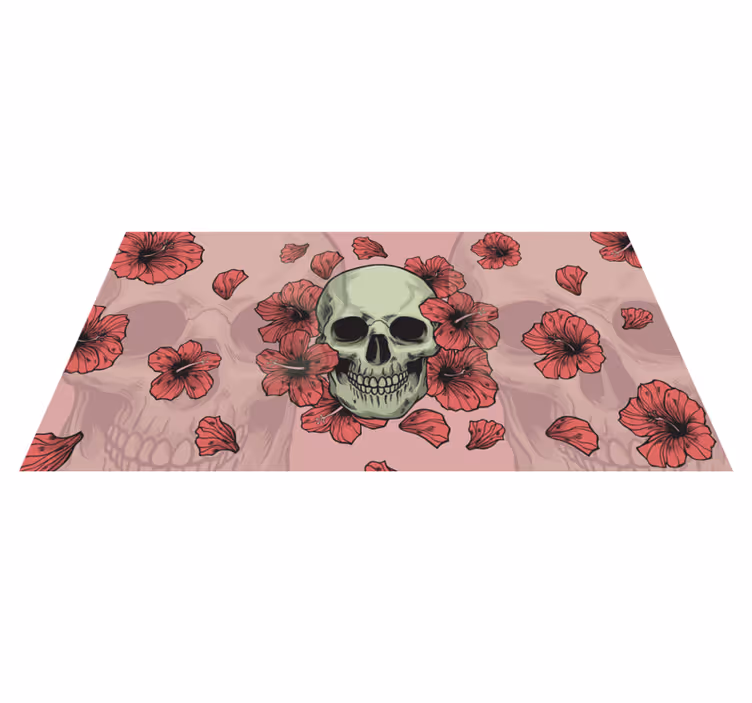 Dywan winylowy na halloween nakładka kwiatowa czaszki - TenStickers