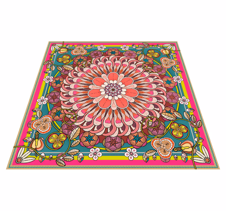 Dywan winylowy Różowa mandala kwiatowa - TenStickers