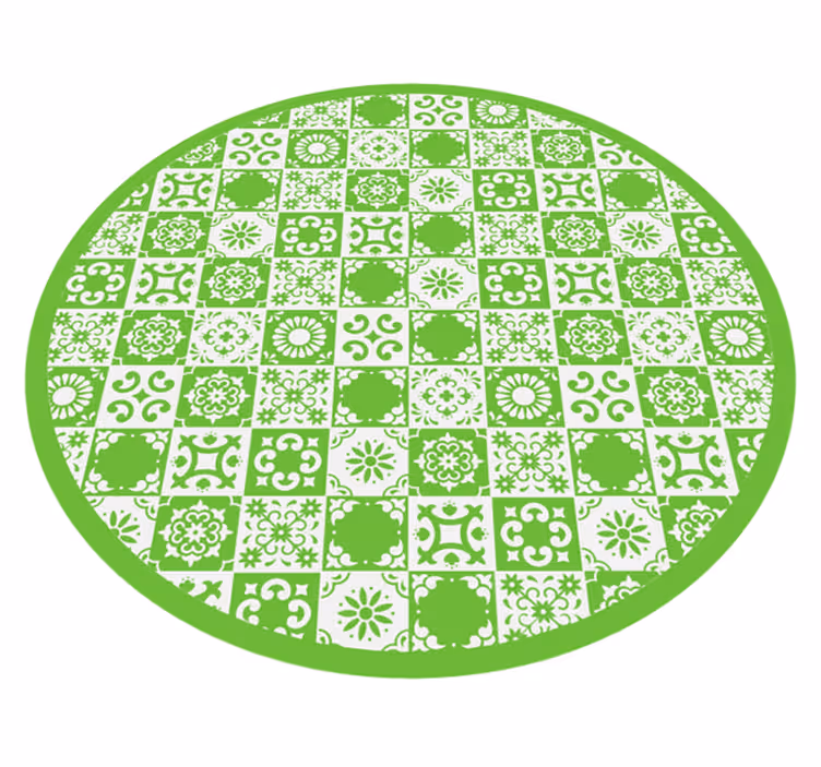 Dywan winylowy Abstrakcyjne zielone i białe płytki - TenStickers