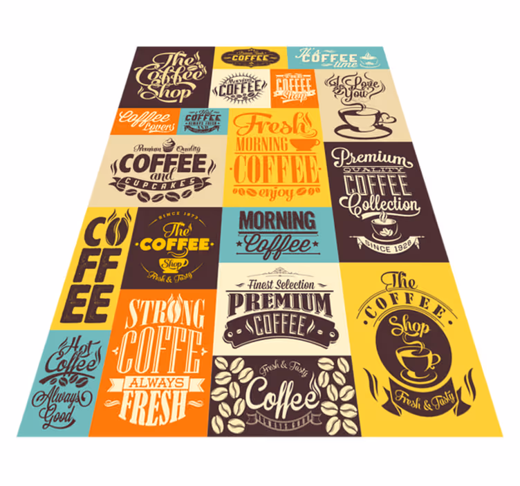 Dywan winylowy napisy kolekcja typografii kawy - TenStickers
