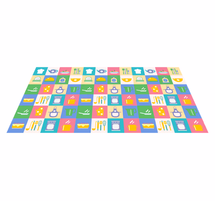 Dywan winylowy do kuchni kolorowe ikony kuchenne - TenStickers