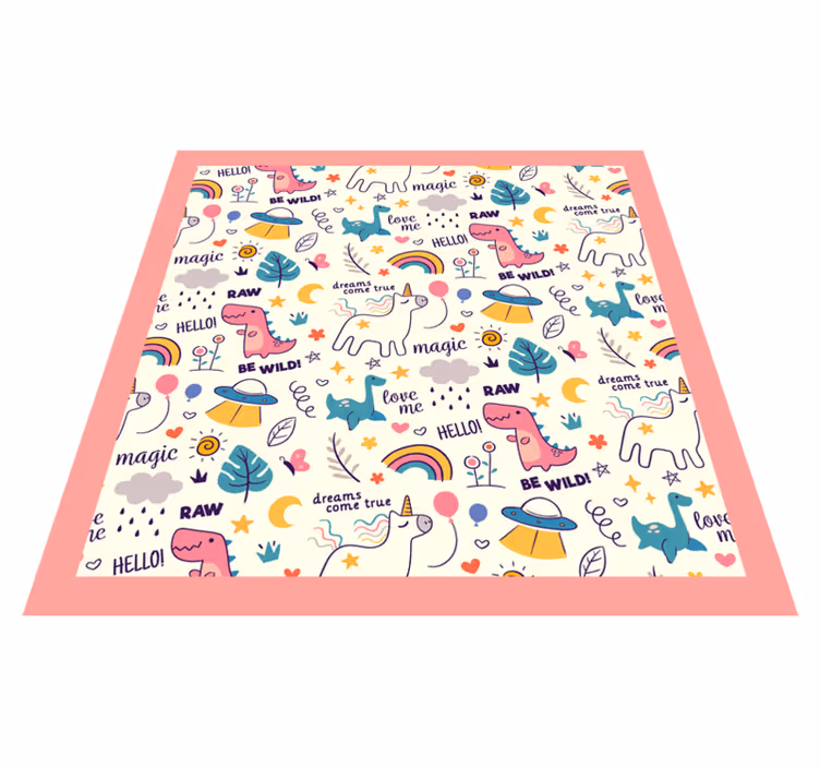 Dywan winylowy dla dziecka kolorowy motyw dinozaura - TenStickers