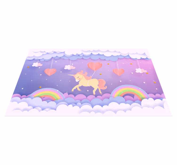 Dywan winylowy dziecięcy scena fantasy jednorożca - TenStickers