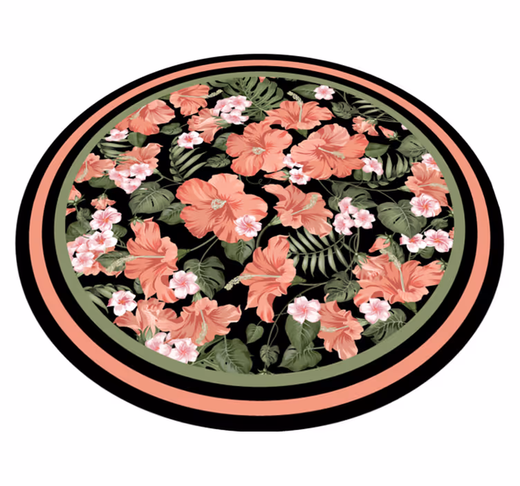 Dywan winylowy  do kuchni z tropikalnym kwitnącym hibiskusem - TenStickers