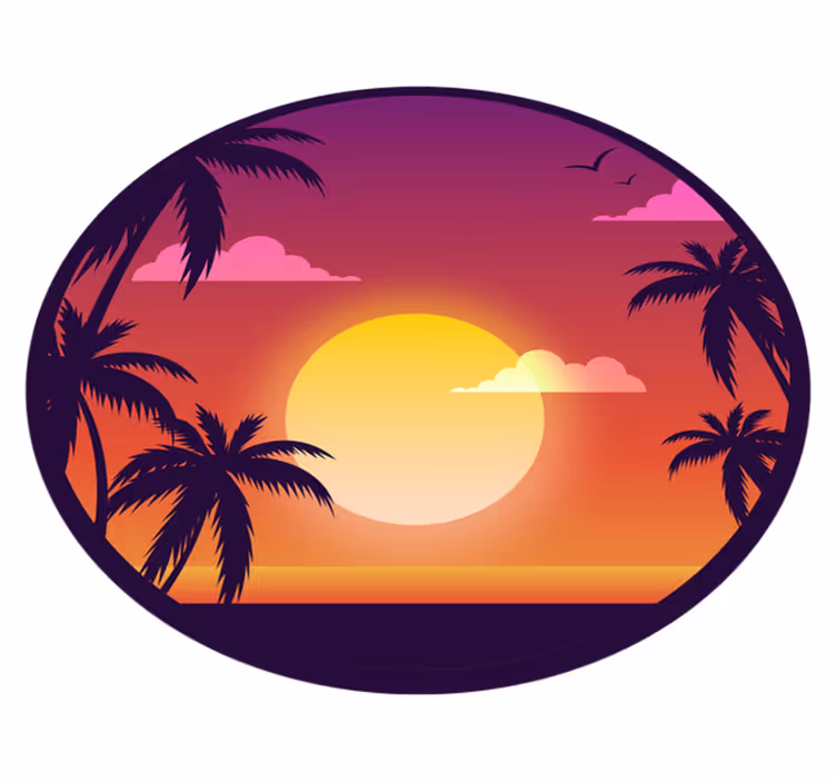 Dywan winylowy natura tropikalna sceneria zachodu słońca - TenStickers