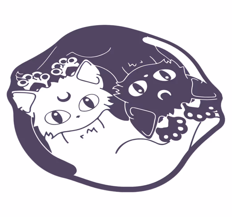 Dywan winylowy Koty anime i ying yang - TenStickers