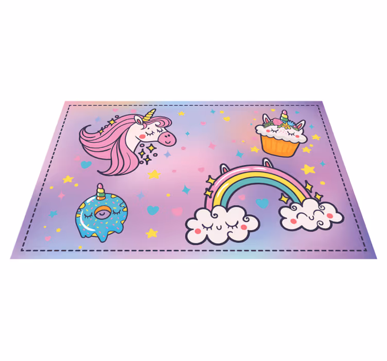 Dziecięcy dywan winylowy motyw fantazji jednorożca - TenStickers