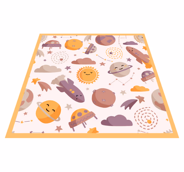 Dywan winylowy dla dziecka zabawny motyw kosmiczny - TenStickers