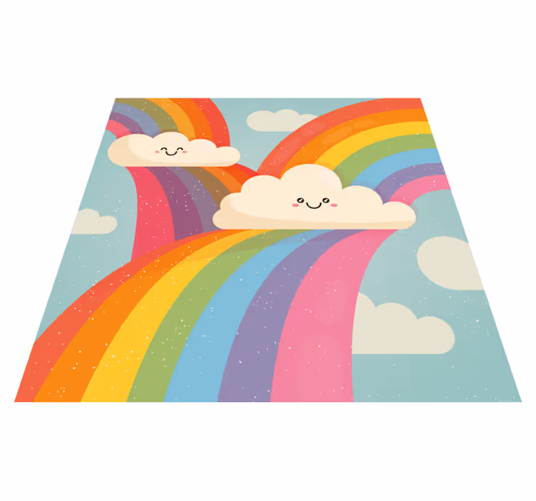 Dywan winylowy dla dzieci tęcza w chmurach - TenStickers