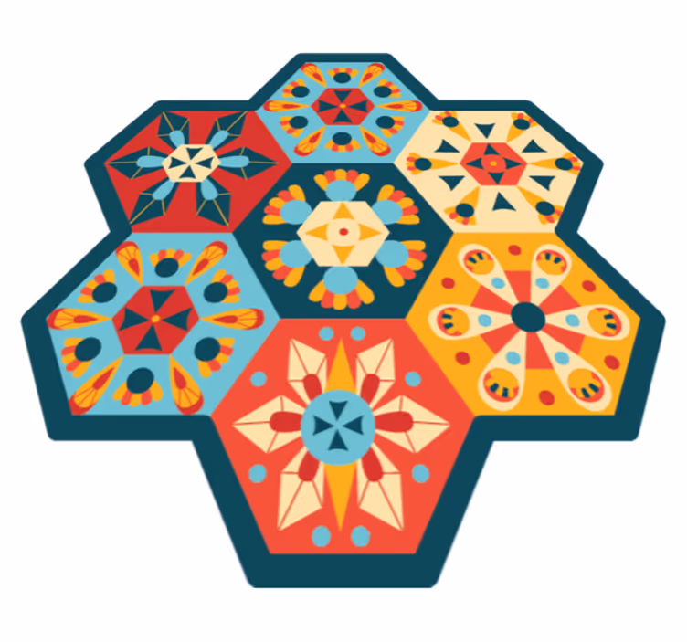Dywan winylowy wzór geometryczny symetria sześciokątna - TenStickers