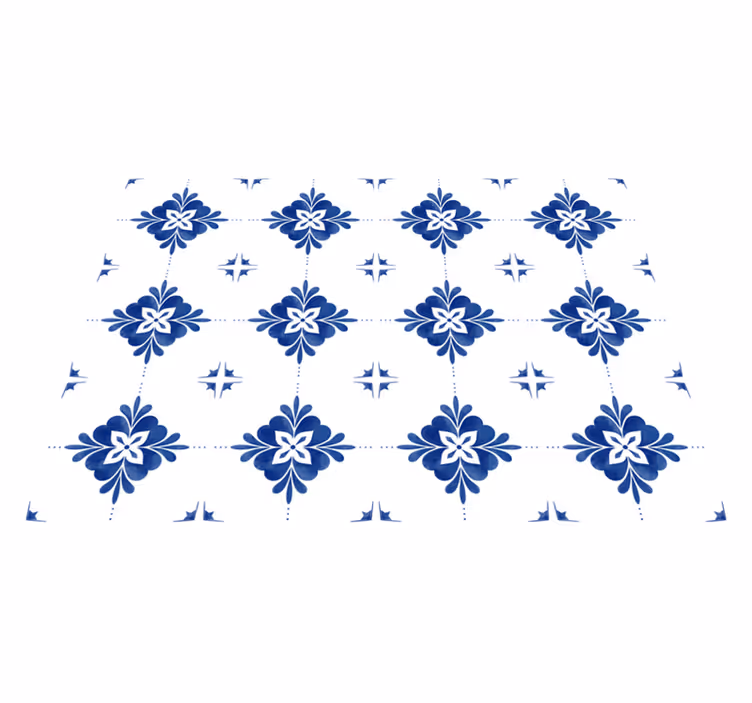 Dywan winylowy w kolorze białym i morskim - TenStickers