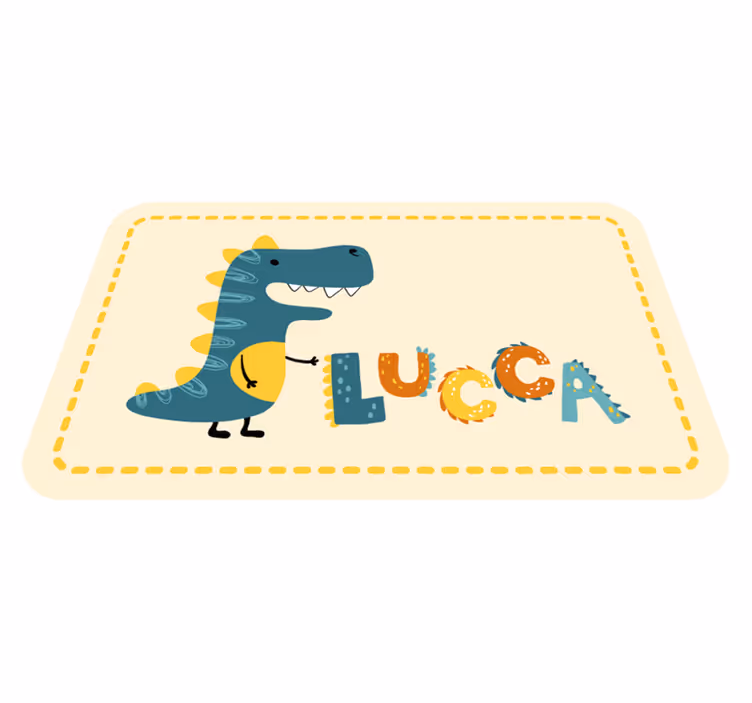 Dywan winylowy z imieniem zabawny dinozaur - TenStickers