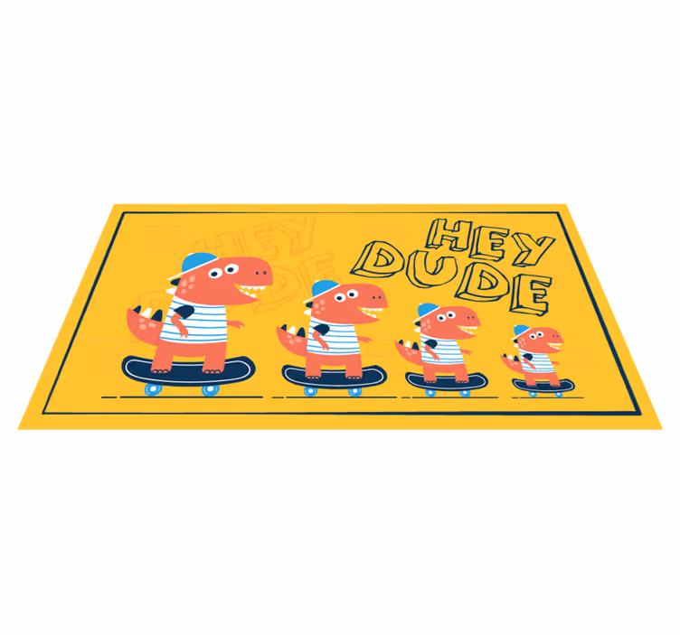 Dywan winylowy dla dziecka dinozaury na deskorolce - TenStickers