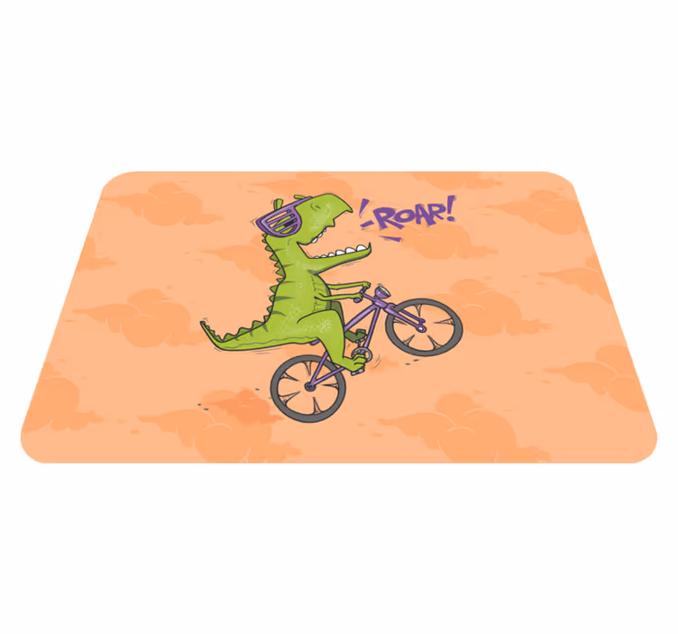 Dywan winylowy dla dziecka ryk dinozaura na rowerze - TenStickers