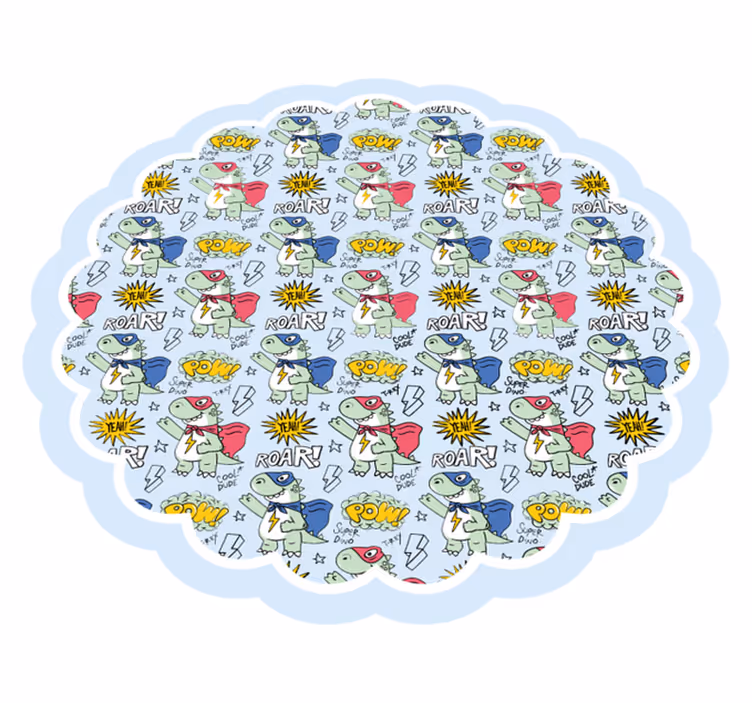 Dywan winylowy dla dziecka dinozaury superbohaterowie - TenStickers