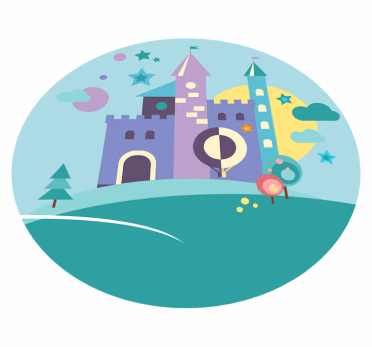 Dywanik dla dzieci w kolorowy zamek - TenStickers
