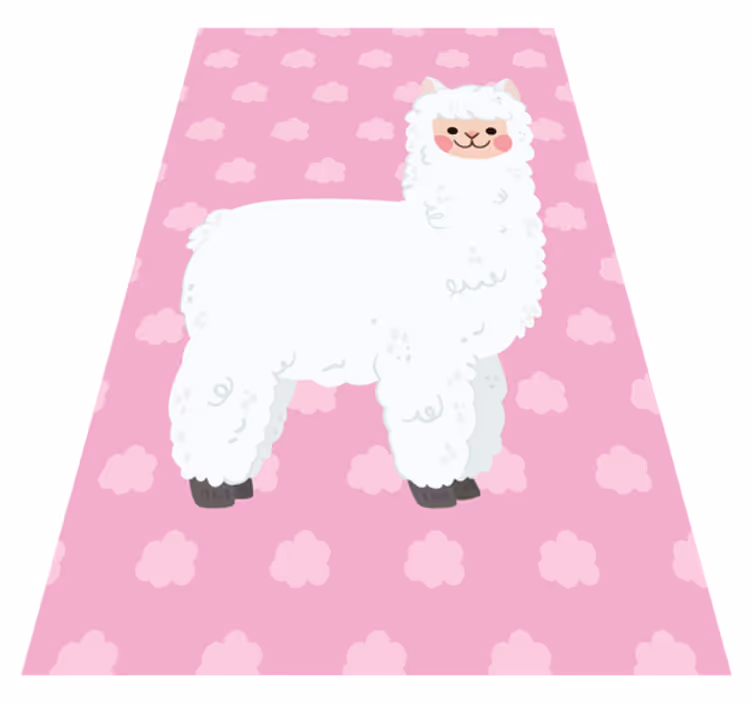 Dywan winylowy dziecięcy pochmurna ilustracja lamy - TenStickers