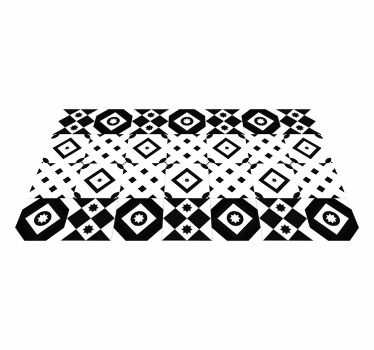 Dywan winylowy do kuchni nowoczesny czarno-biały patchwork - TenStickers