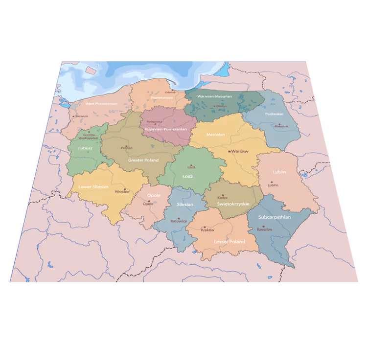 Dywan z kolorową mapą polski i mapą świata - TenStickers