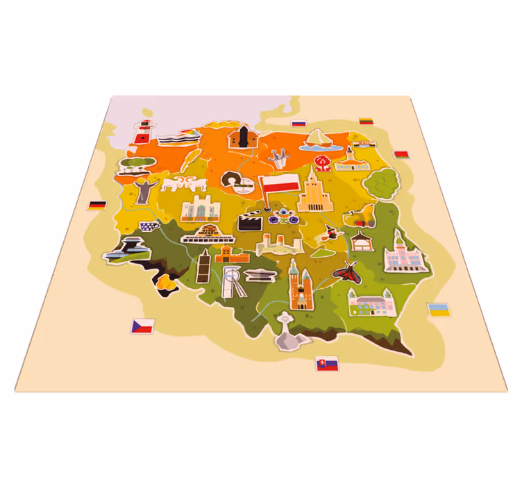 Dywan winylowy Mapa Polski z budynkami  - TenStickers