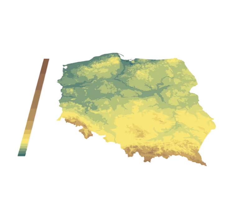 Dywan winylowy Hipsometryczna mapa Polski - TenStickers