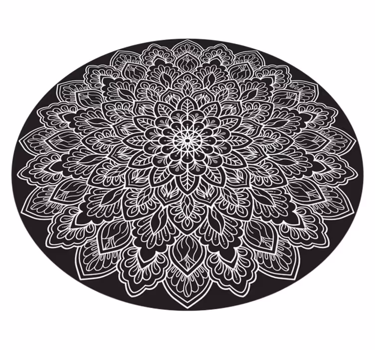Dywan winylowy mandala czarno biały - TenStickers