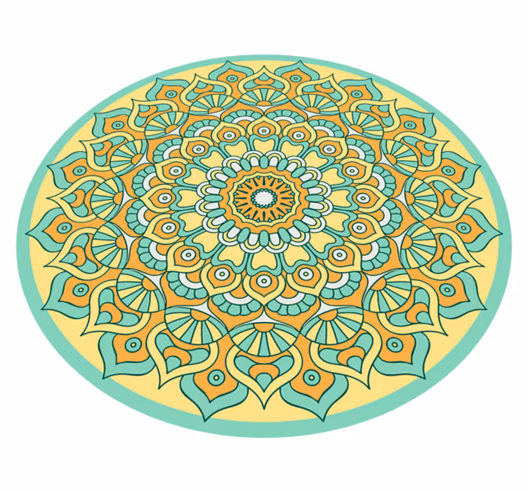 Dywan winylowy mandala pomarańczowy i turkusowy - TenStickers