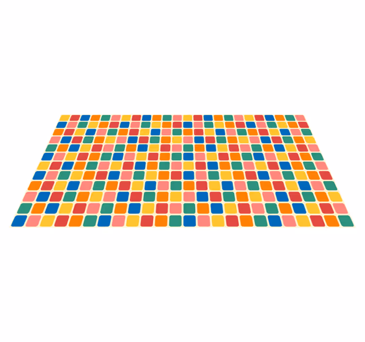 Dywan winylowy wzór geometryczny kolorowe kwadraty mozaiki - TenStickers
